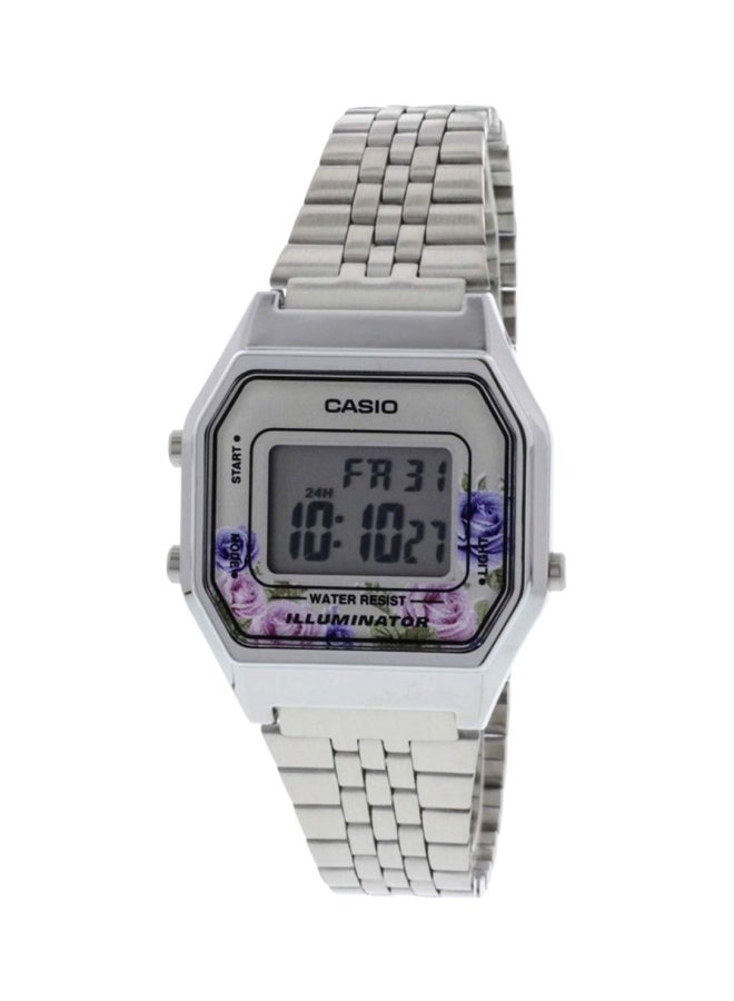 كاسيو ساعة يد رقمية بسوار من المعدن طراز LA680WA-4C - مقاس 29 مم - لون فضي للنساء - Image 1