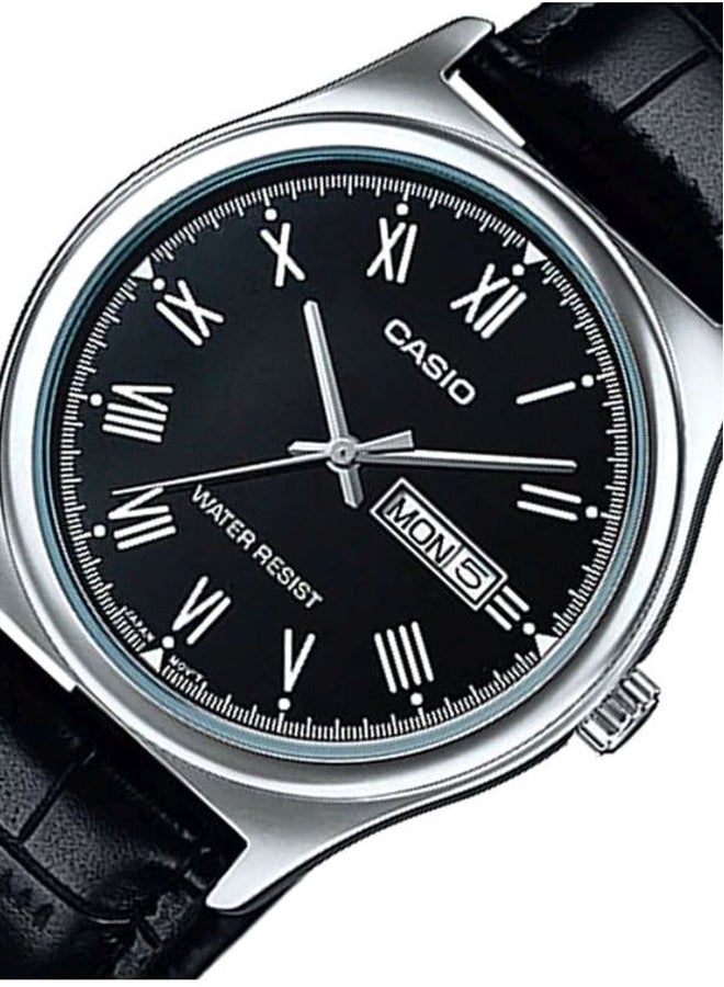 CASIO Men's Leather Analog Wrist Watch MTP-V006L-1BUDF - 45 mm - Black - Image 5