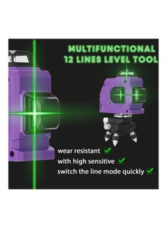 KKmoon Multifunctional 3D 12 Lines Laser Level Tool Black/Purple  - Image 4