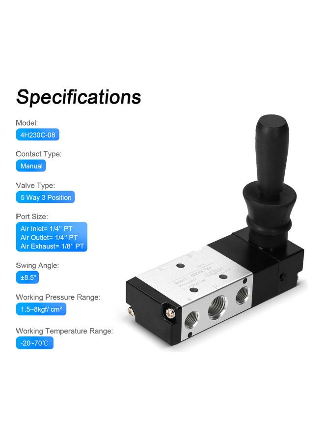 KKmoon 4H230C-08 Air Hand Lever Operated Valve Black/Silver - Image 3