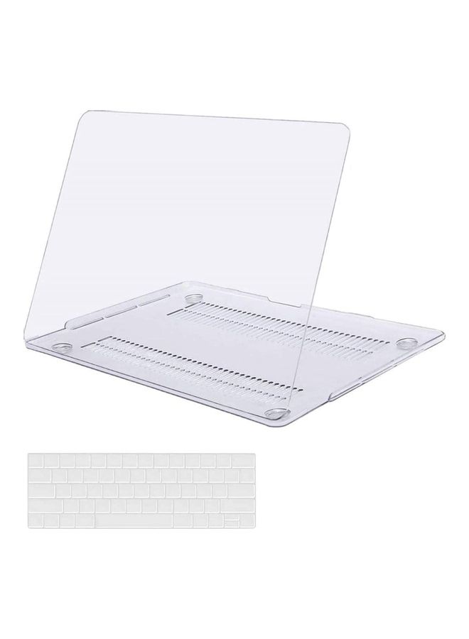 Protective Shell Case for Apple MacBook Air 13-Inch With Keyboard Cover Clear/White - Image 1