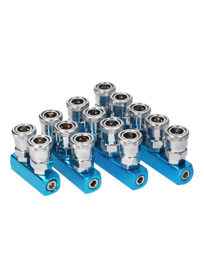 KKmoon SML-3 Way Manifold Block Splitter Silver/Blue - Image 3