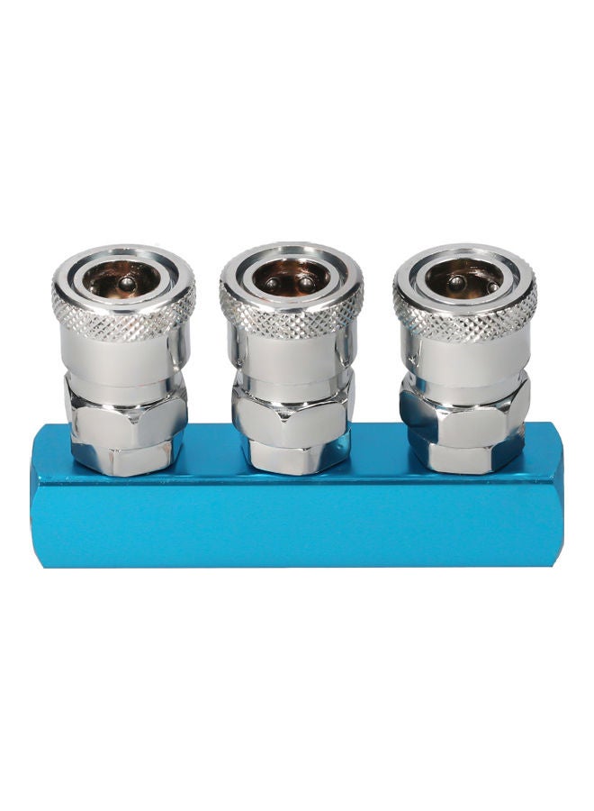 KKmoon SML-3 Way Manifold Block Splitter Silver/Blue - Image 4