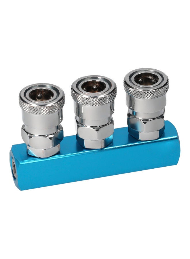 KKmoon SML-3 Way Manifold Block Splitter Silver/Blue - Image 5