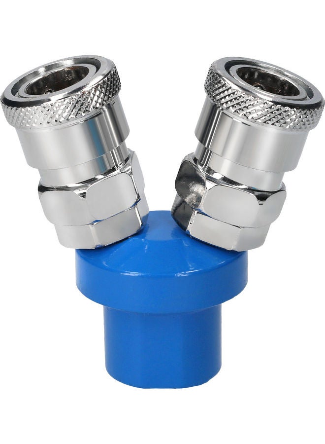 KKmoon PT 1-4 Inch SMV C Type Air Hose Splitter Coupler Silver/Blue - Image 1