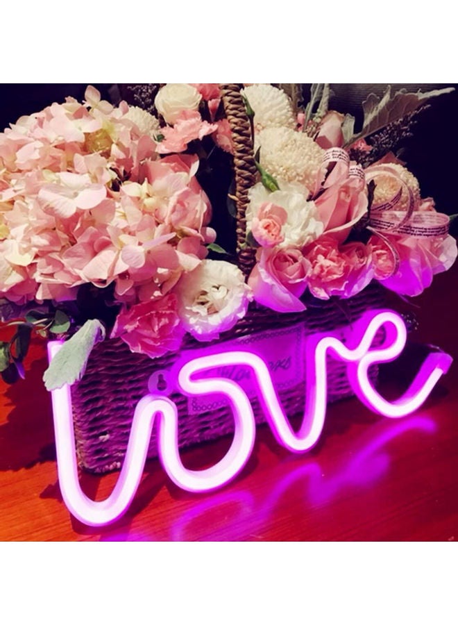Neon Lamp Love Shape Decoration Night Light Pink  - Image 2