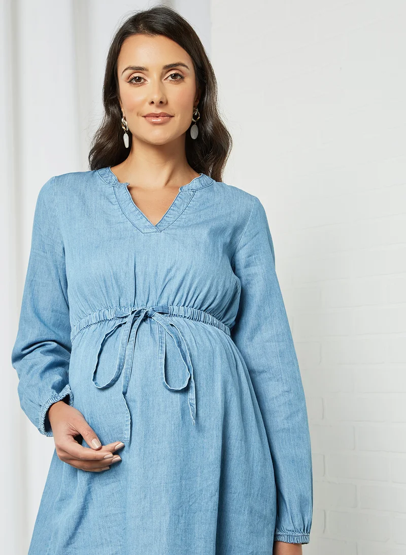 Mamalicious Organic Cotton Maternity Tunic Blue