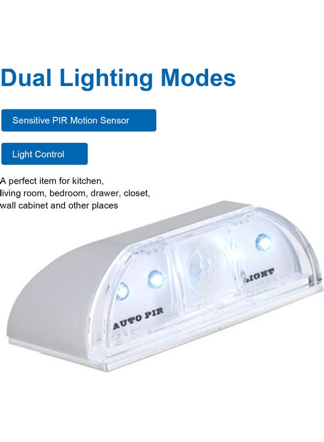 مصباح ليلي للخزانة ب 4 لمبات LED مُزوّد بمستشعر للحركة يعمل بالأشعة تحت الحمراء السلبية لون أبيض - Image 2