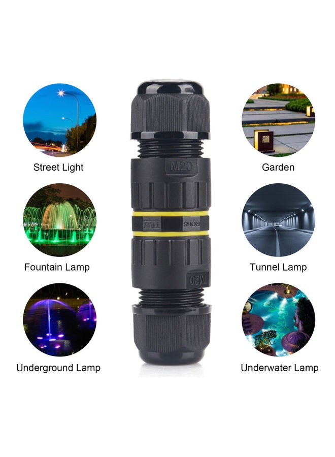 Generic 3-Pin Outdoor Lighting Cable Connector Black  - Image 2