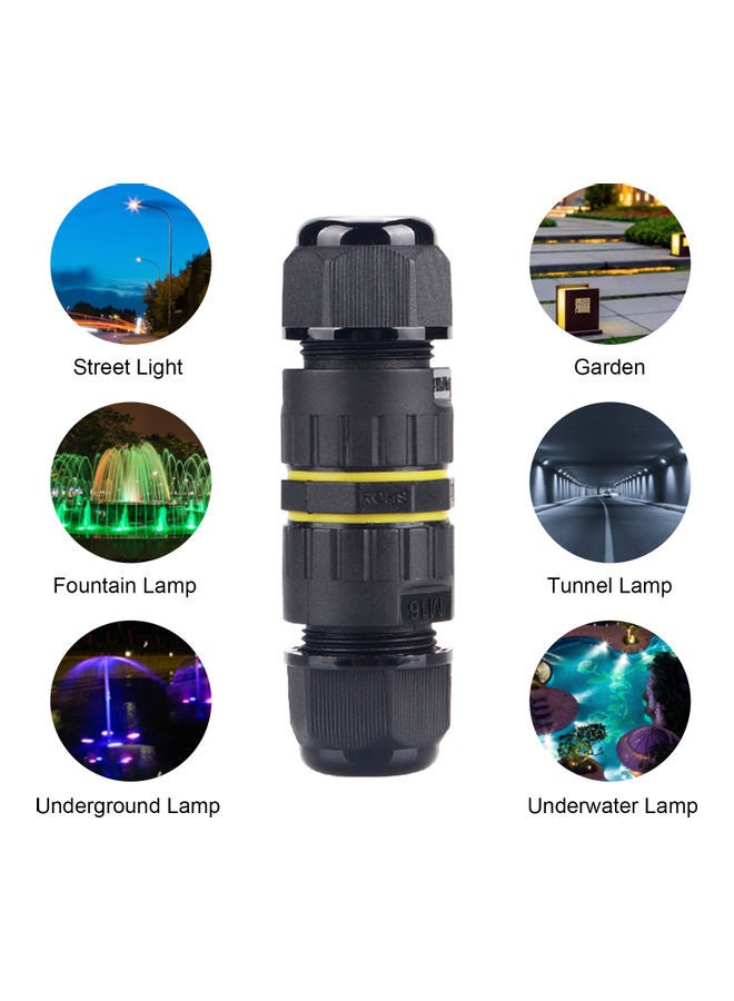 Generic 3-Pin Outdoor Lighting Cable Connector Black  - Image 2