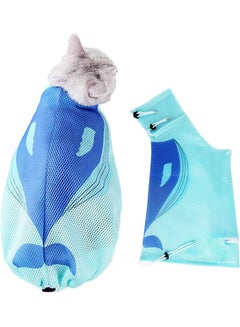 Multifunctional Cat Grooming Bag Blue