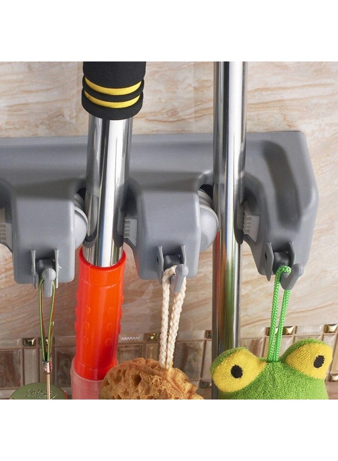 ZENHOME Multifunctional Wall Hanging Mop Rack Grey - Image 2