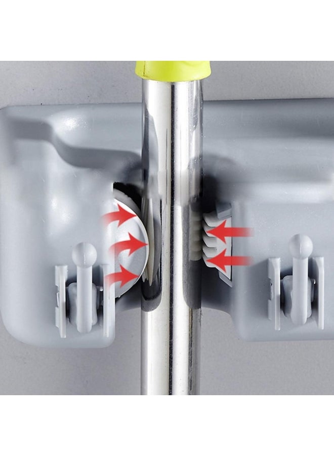 ZENHOME Multifunctional Wall Hanging Mop Rack Grey - Image 3