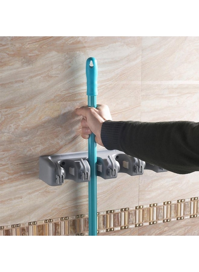 ZENHOME Multifunctional Wall Hanging Mop Rack Grey - Image 4