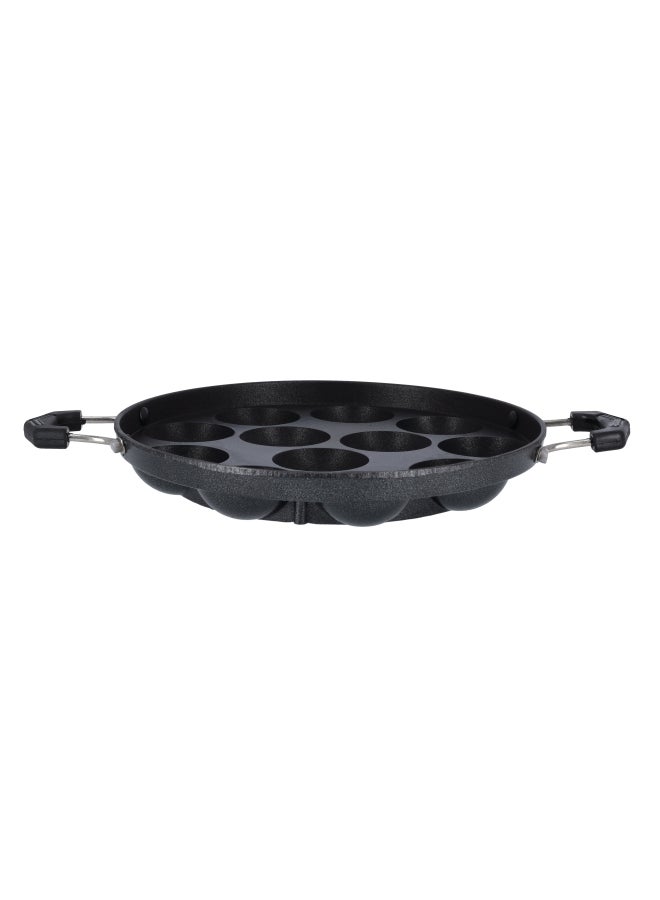 DELCASA 12 Pits Aluminum Nonstick Appa Pathram Appam Pan Black 20cm - Image 2