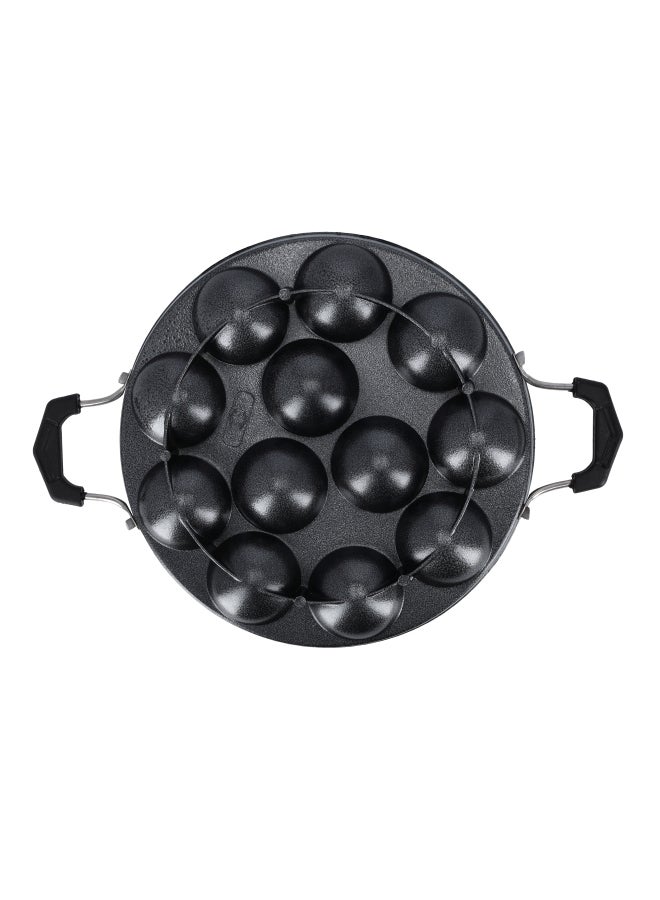 DELCASA 12 Pits Aluminum Nonstick Appa Pathram Appam Pan Black 20cm - Image 3