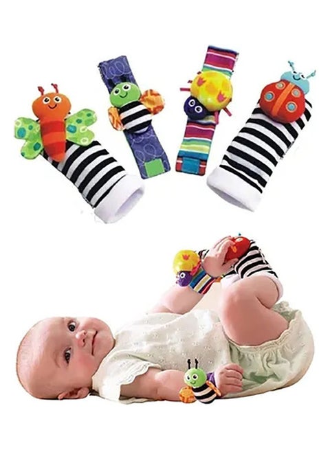4-Piece Infant Socks And Wrist Rattles Toy Set