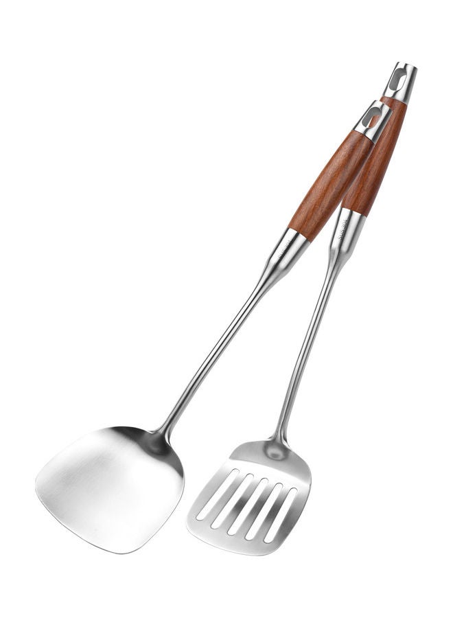 6-Piece Kitchen Cooking Utensil Set with Holder Silver/Brown 45.50 x 16.00 x 16.00cm  - Image 4