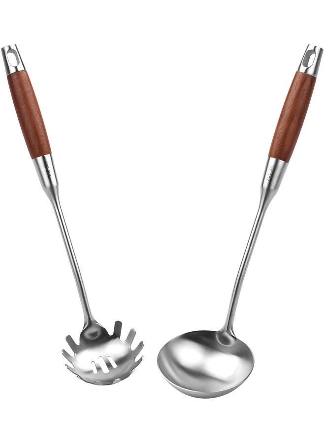 6-Piece Kitchen Cooking Utensil Set with Holder Silver/Brown 45.50 x 16.00 x 16.00cm  - Image 5