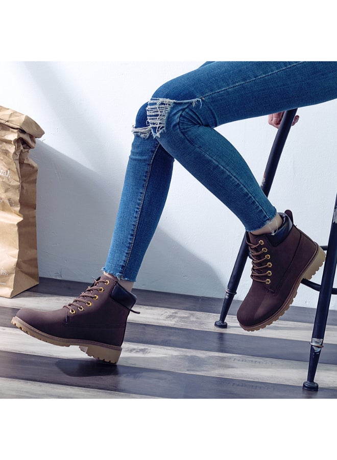 High Top Stylish Ankle Boots Brown  - Image 4