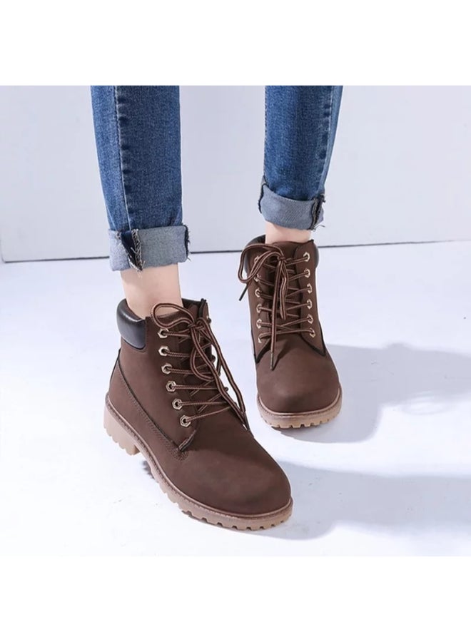 High Top Stylish Ankle Boots Brown  - Image 3