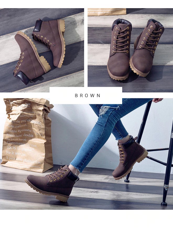 High Top Stylish Ankle Boots Brown  - Image 5