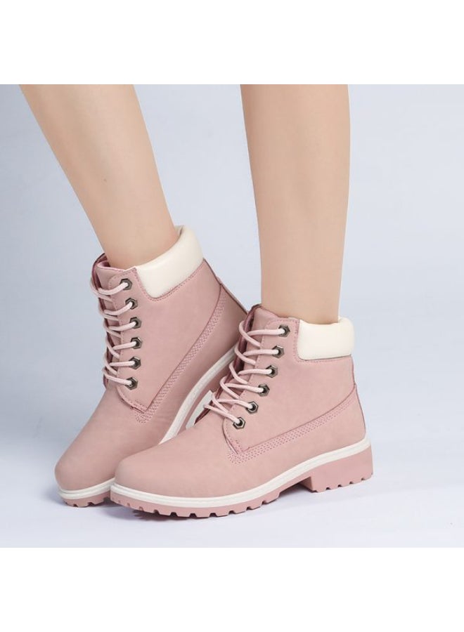 High Top Stylish Ankle Boots Pink  - Image 2
