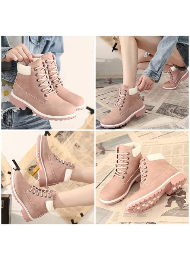 High Top Stylish Ankle Boots Pink  - Image 5