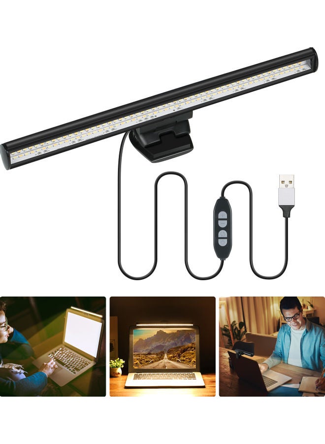 Tomshine - E-Reading Mопitоr Laptop Screen Aluminium Light Bar LED Desktop Table Lamp Eye Protection Reading Lamp LED Light Dimmable USB Desk Lamps Yellow 260x22mm - Image 1