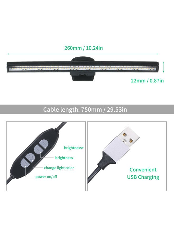 Tomshine - E-Reading Mопitоr Laptop Screen Aluminium Light Bar LED Desktop Table Lamp Eye Protection Reading Lamp LED Light Dimmable USB Desk Lamps Yellow 260x22mm - Image 1