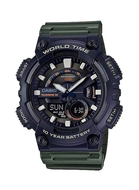 Men's Water Resistant Round Resin Digital Watch  Aeq-110W-3A