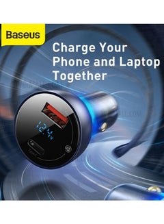Baseus Digital Display QC+PPS Dual Quick Car Charger with Type-C Cable 65W Blue/Black  - Image 5