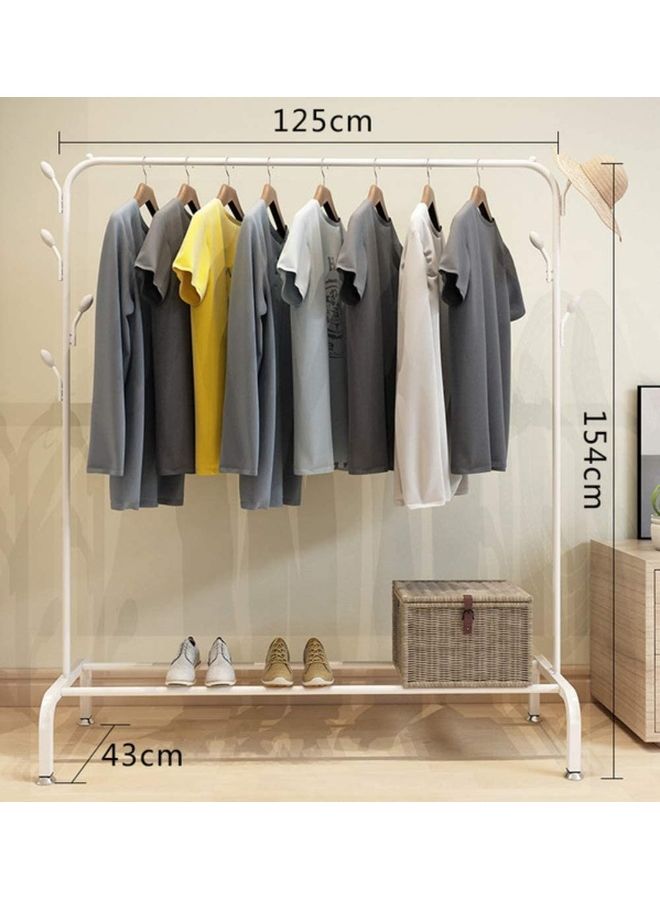 Top Rod And Lower Storage Shelf Coat Rack With 1-Tier Shelves White