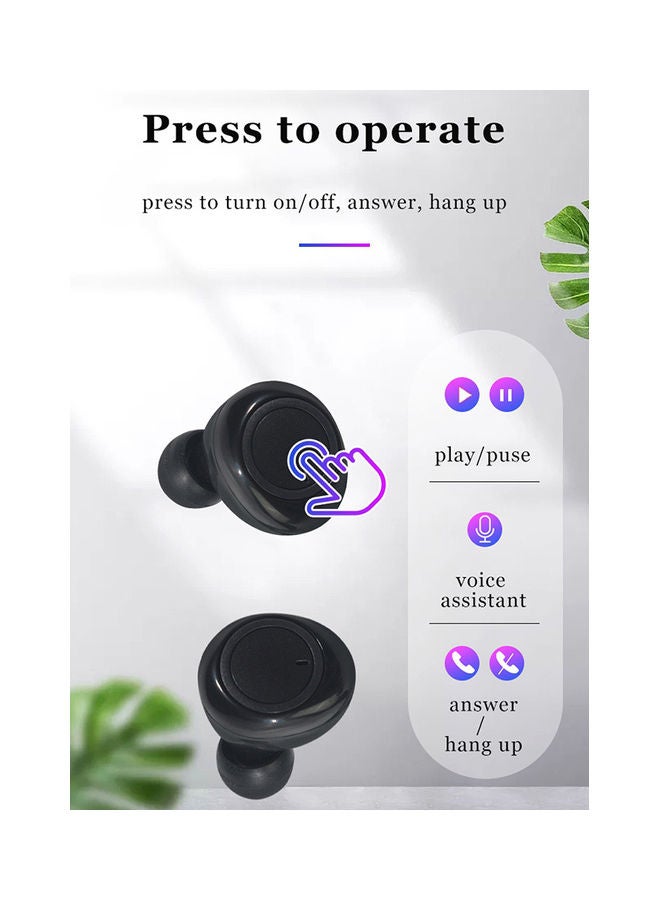 سماعة إيربادز بلوتوث 5.1 لاسلكية حقيقية بصوت ستيريو مضادة للماء مع علبة شحن لشاشة العرض. أسود - Image 2
