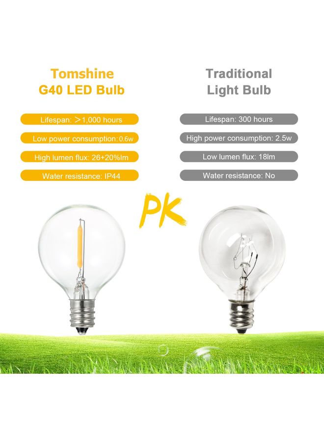تومشاين - مجموعة مصابيح بإضاءة LED طراز G40 مكونة من 25 قطعة أبيض دافئ - Image 1