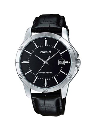 Men's Water Resistant Leather Analog Watch MTP-V004L-1A - v1624717039/N20079412A_1