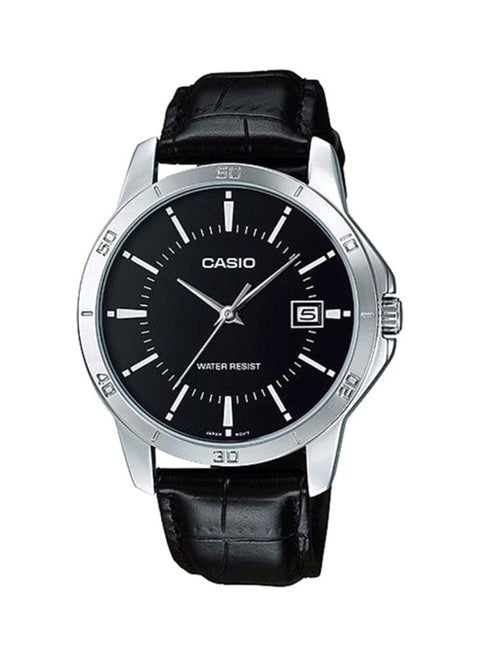 Men's Water Resistant Leather Analog Watch MTP-V004L-1A