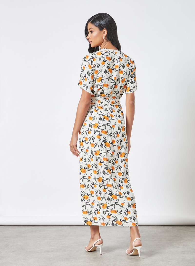 PIECES - Printed Tie Detail Maxi Dress Multicolour - Image 1