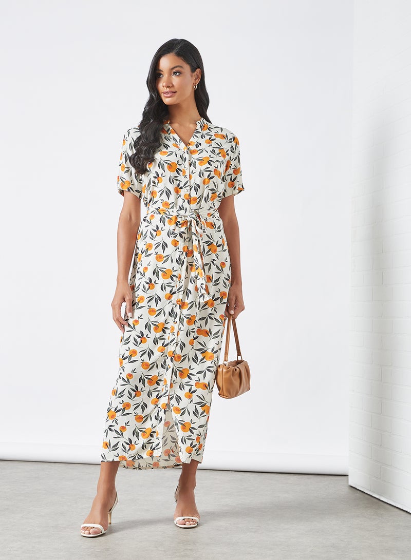 PIECES - Printed Tie Detail Maxi Dress Multicolour - Image 1