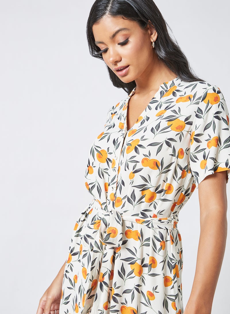 PIECES - Printed Tie Detail Maxi Dress Multicolour - Image 1