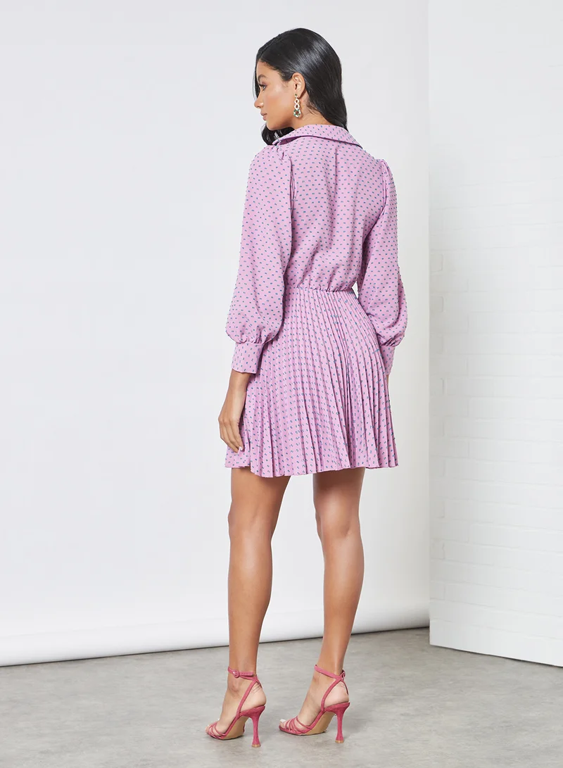 Closet London Pleated Plumeti Shirt Dress