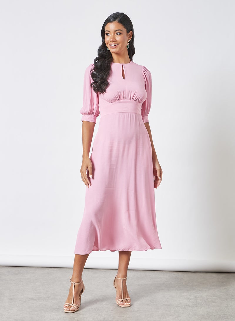 Closet London Empire Waist Midi Dress Pink  - Image 1