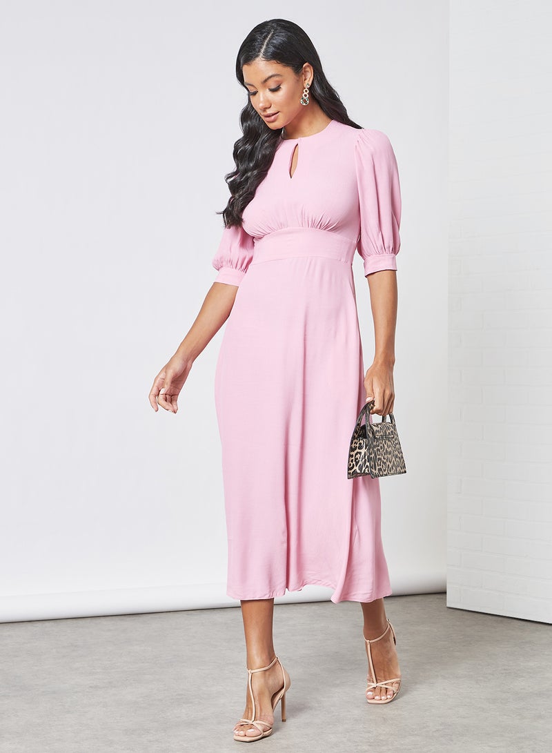 Closet London Empire Waist Midi Dress Pink  - Image 3