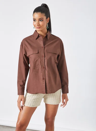 4th & Reckless ALESSIA SHIRT brown