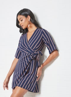 Striped Mini Dress Navy