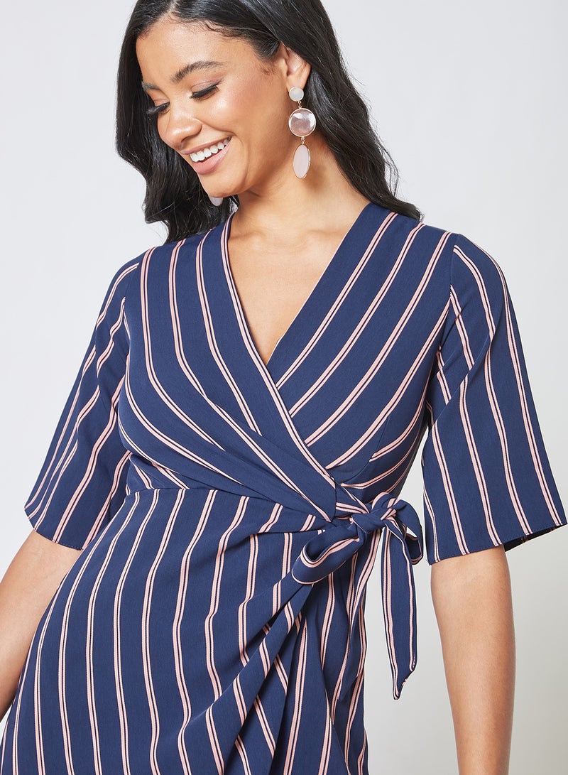 Closet London - Striped Mini Dress Navy - Image 1