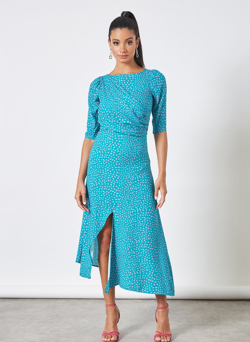 Closet London - Asymmetrical A-Line Dress Turquoise - Image 1