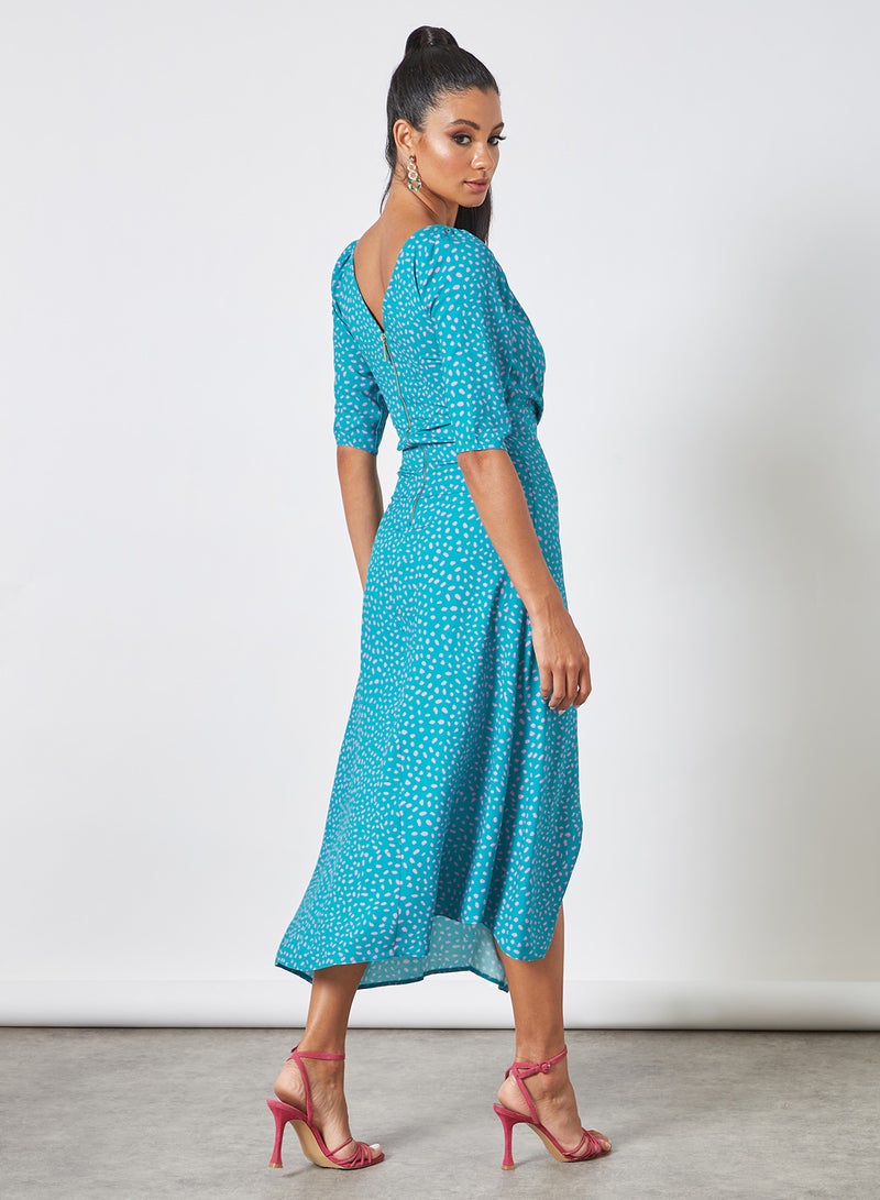 Closet London - Asymmetrical A-Line Dress Turquoise - Image 1