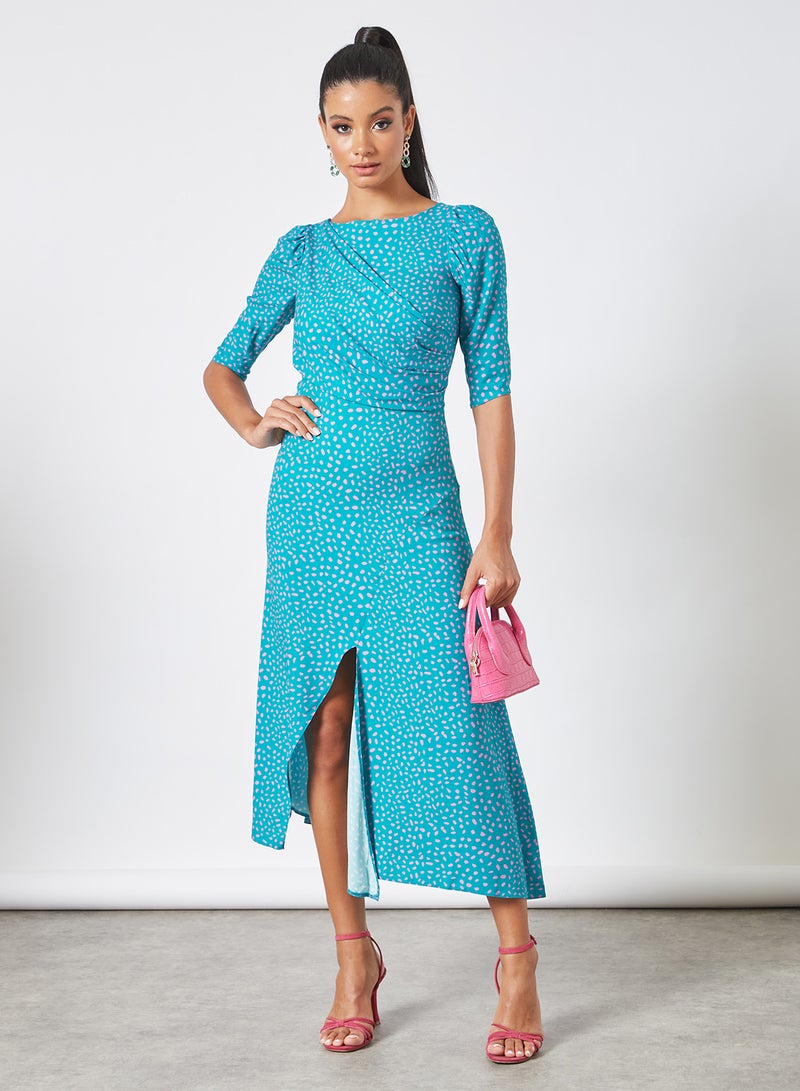 Closet London - Asymmetrical A-Line Dress Turquoise - Image 1