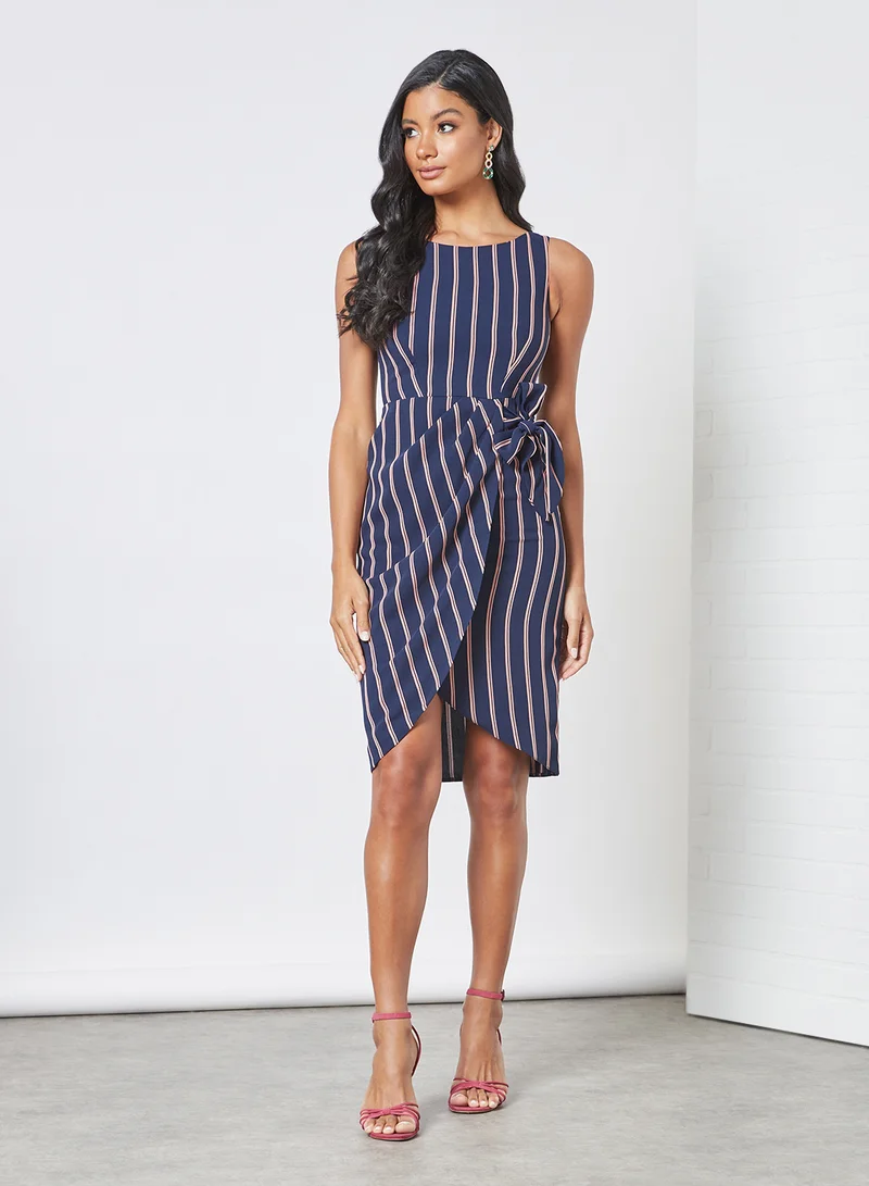 Closet London Striped Tulip Hem Dress